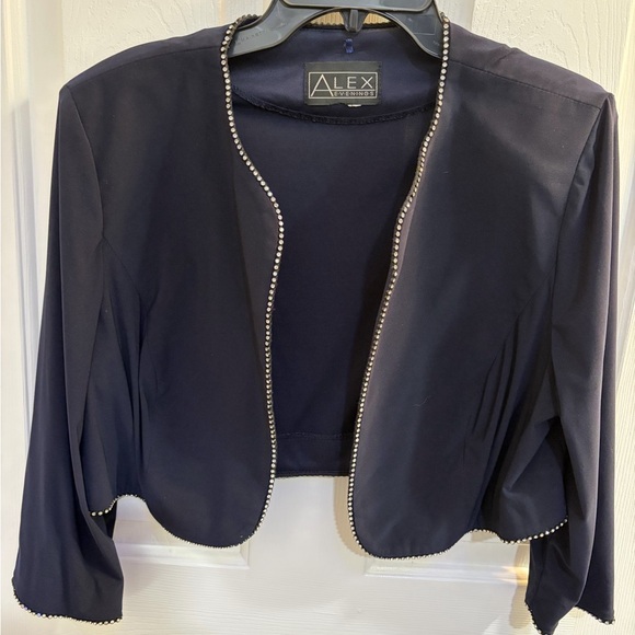 Alex Evenings Asymmetrical Navy Dress with Jacket - Picture 4 of 4